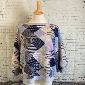 Garnet Hill Cashmere Liv Patchwork Popover Sweater Jumper L Cashmere Luxury